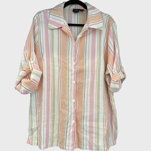 Dina K Striped Button Down Top